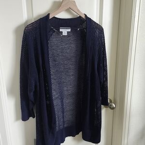 Women's Navy Open-Knit Sweater